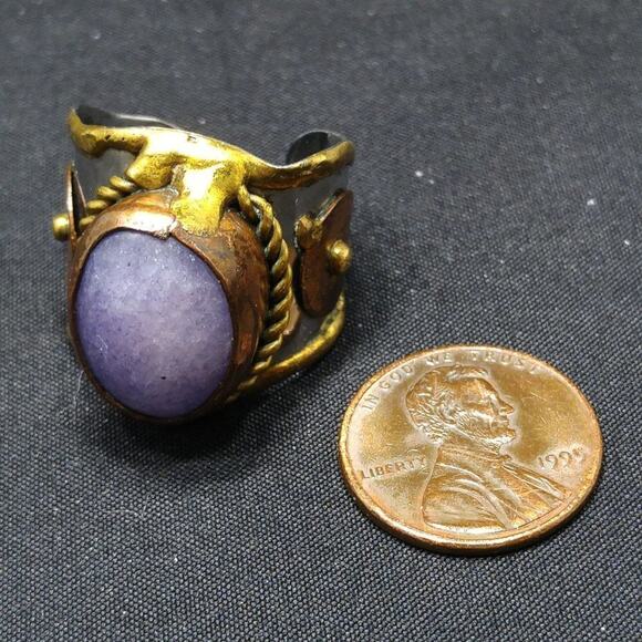 Amethyst Gemstone Mixed Metal Handmade Ring, Size 8 1/2 - Picture 11 of 11